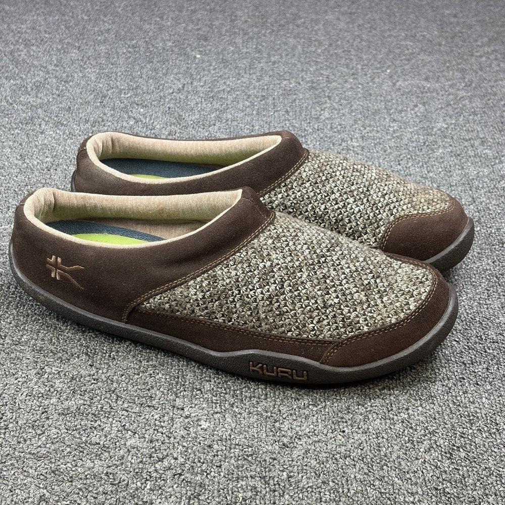 Kuru Draft Slippers Men's Size 13 Brown Gray Knit Comfort Walking‎ Mule Slip-On